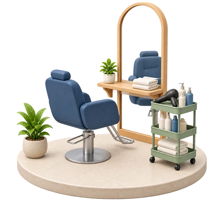 Salone soft 3D per parrucchieri e centri estetici, senza persone
