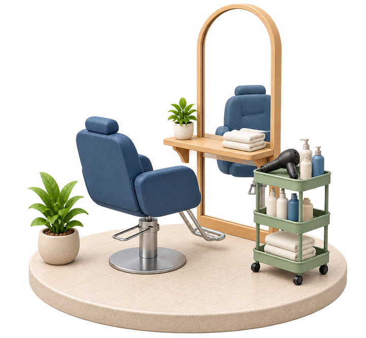 Salone soft 3D per parrucchieri e centri estetici, senza persone